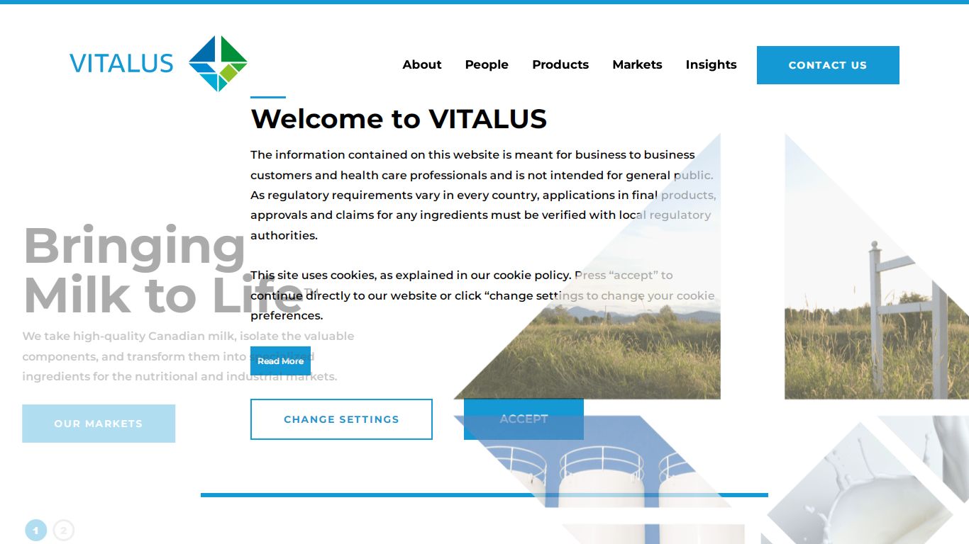 Dairy Ingredient Supplier | Isolated from Canadian Milk | Vitalus Nutrition